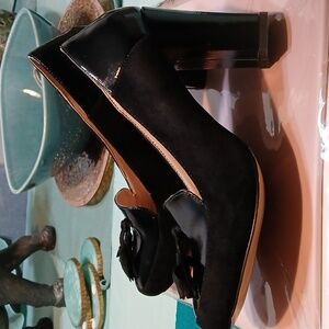 Black Suede & Patent Pumps